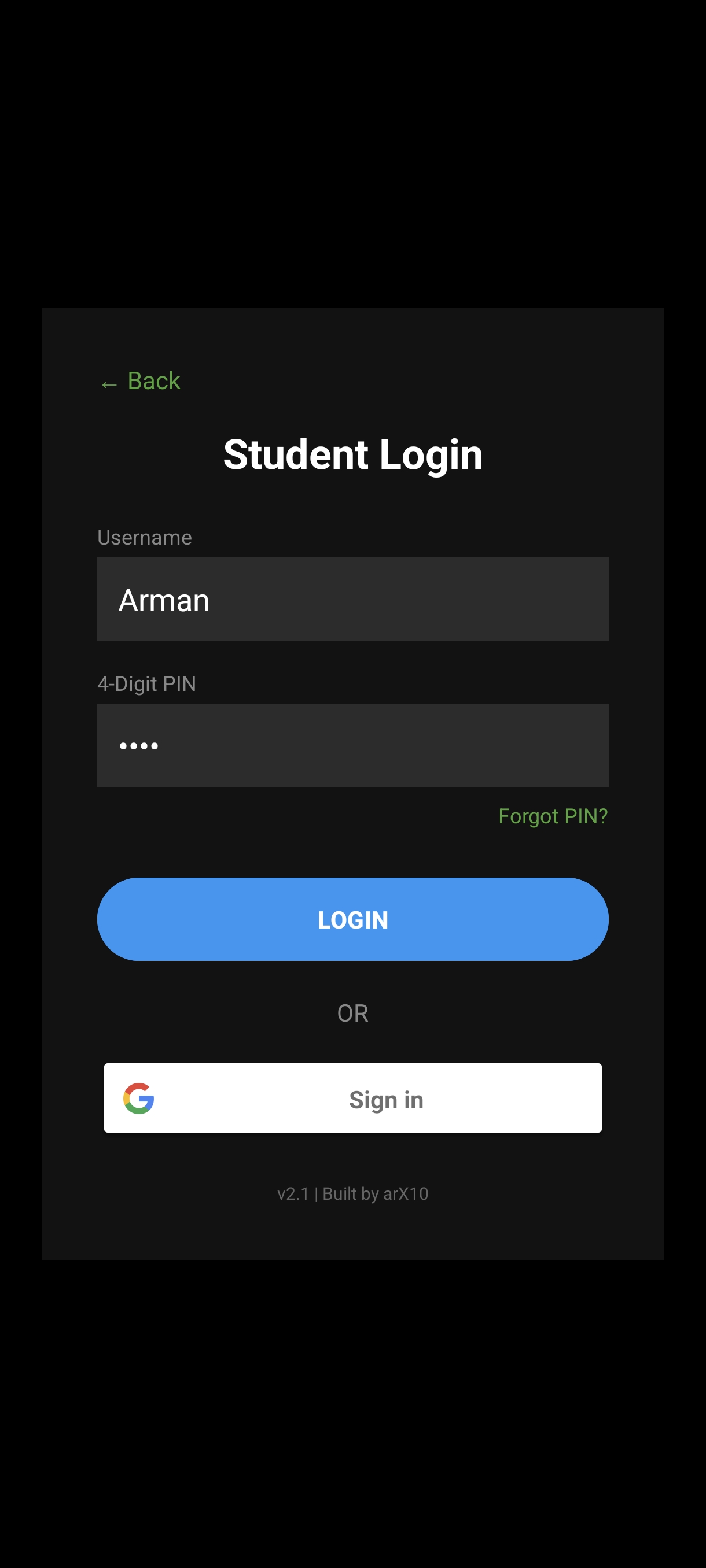 Student login